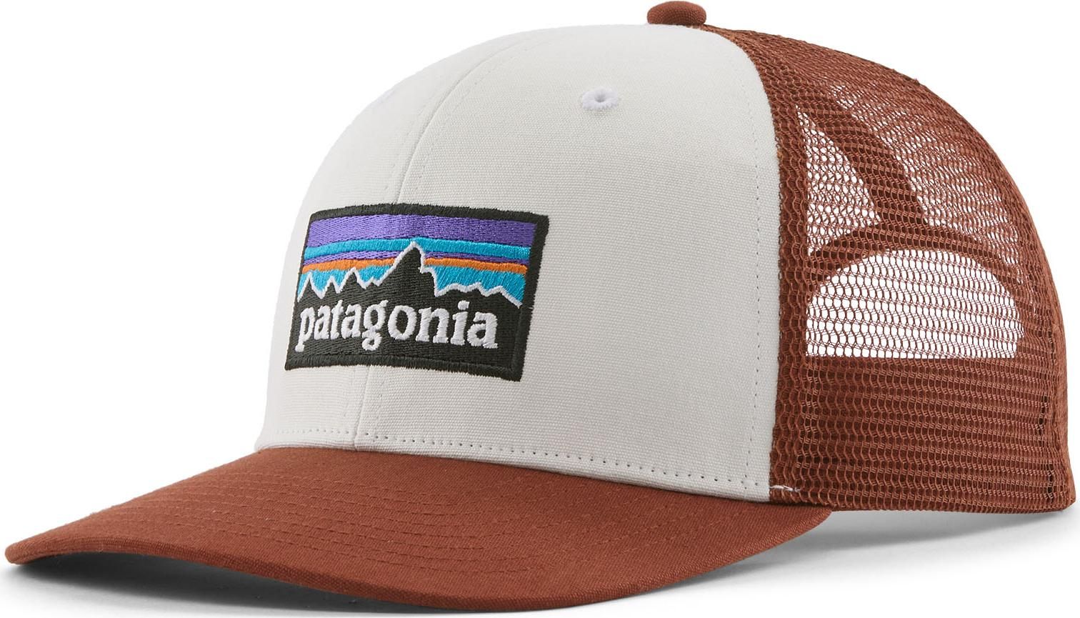 Patagonia P-6 Logo Trucker Hat White W/Rusty Red