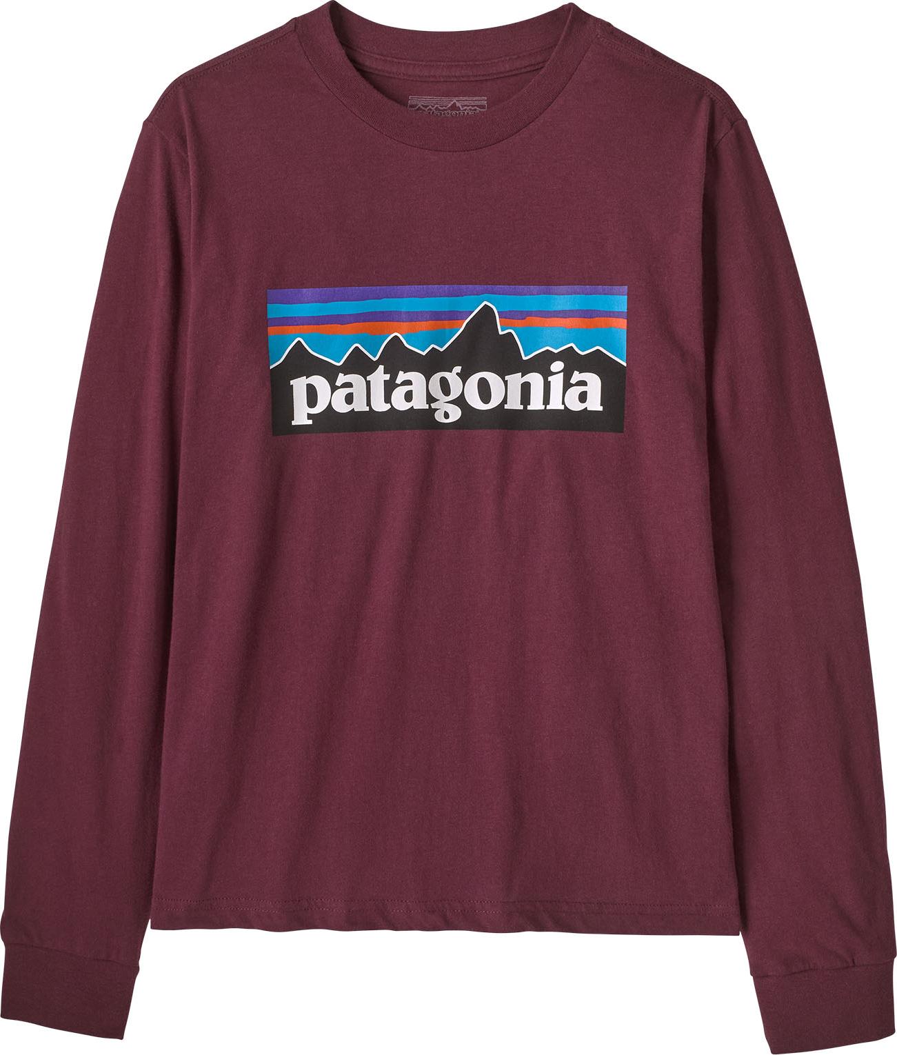 Patagonia Kids' Long-Sleeved P-6 Logo T-Shirt Berry Fig