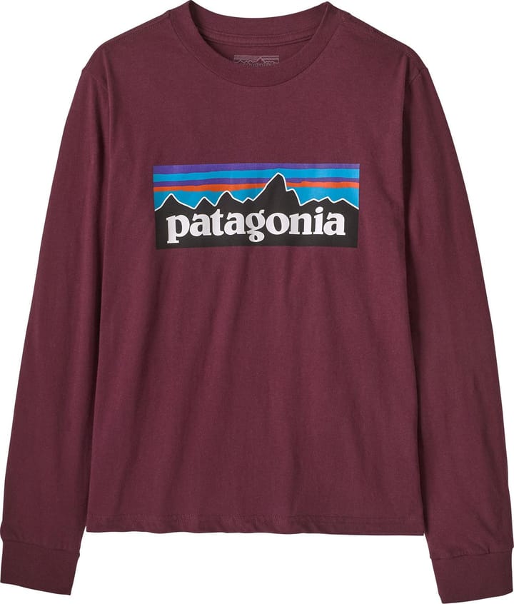 Patagonia Kids' Long-Sleeved P-6 Logo T-Shirt Berry Fig Patagonia