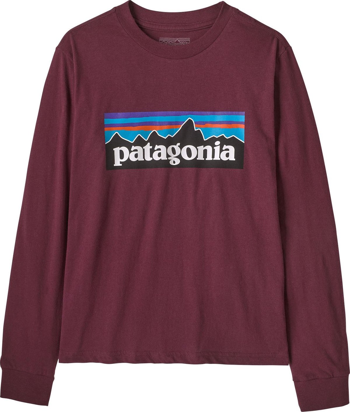 Patagonia Kids' Long-Sleeved P-6 Logo T-Shirt Berry Fig