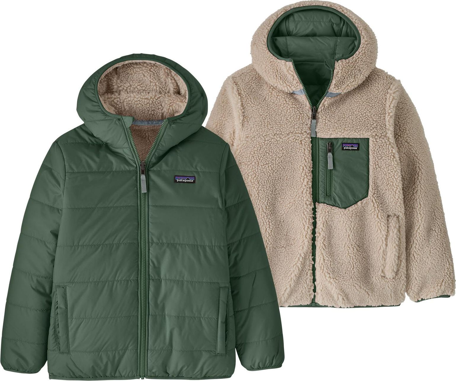 Patagonia Kids' Reversible Ready Freddy Hoody Canopy Green