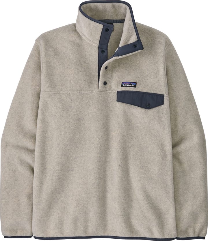 Patagonia Men's Lightweight Synchilla Snap-T Fleece Pullover Oatmeal Heather W/smolder Blue Patagonia Patagonia Men's Lightweight Synchilla Snap-T Fleece Pullover Oatmeal Heather W/smolder Blue Patagonia