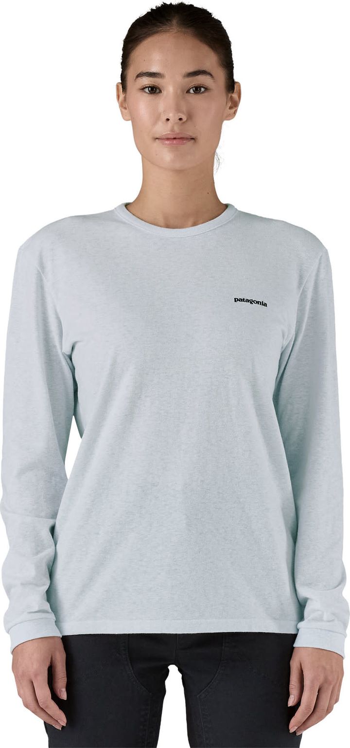 Patagonia Women's Long-Sleeved P-6 Logo Responsibili-Tee White Patagonia