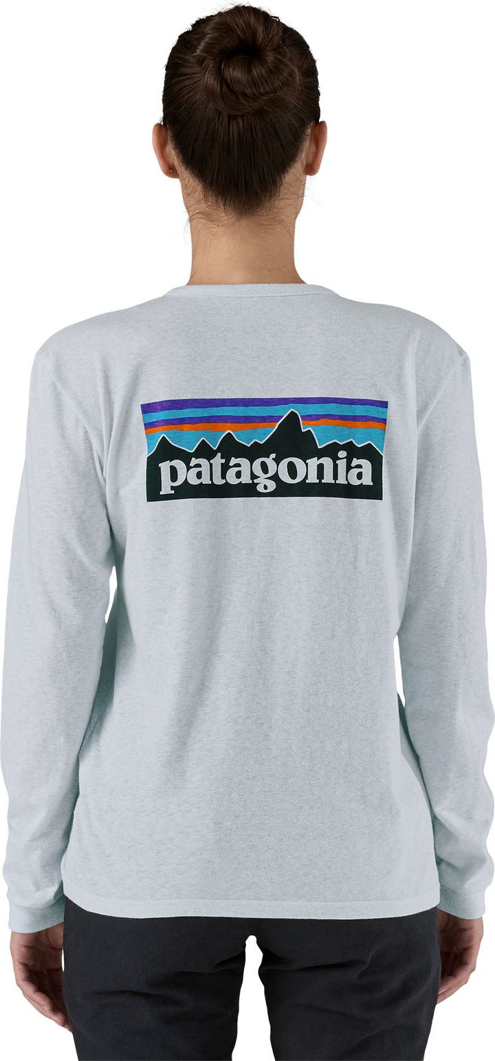 Patagonia Women's Long-Sleeved P-6 Logo Responsibili-Tee White Patagonia