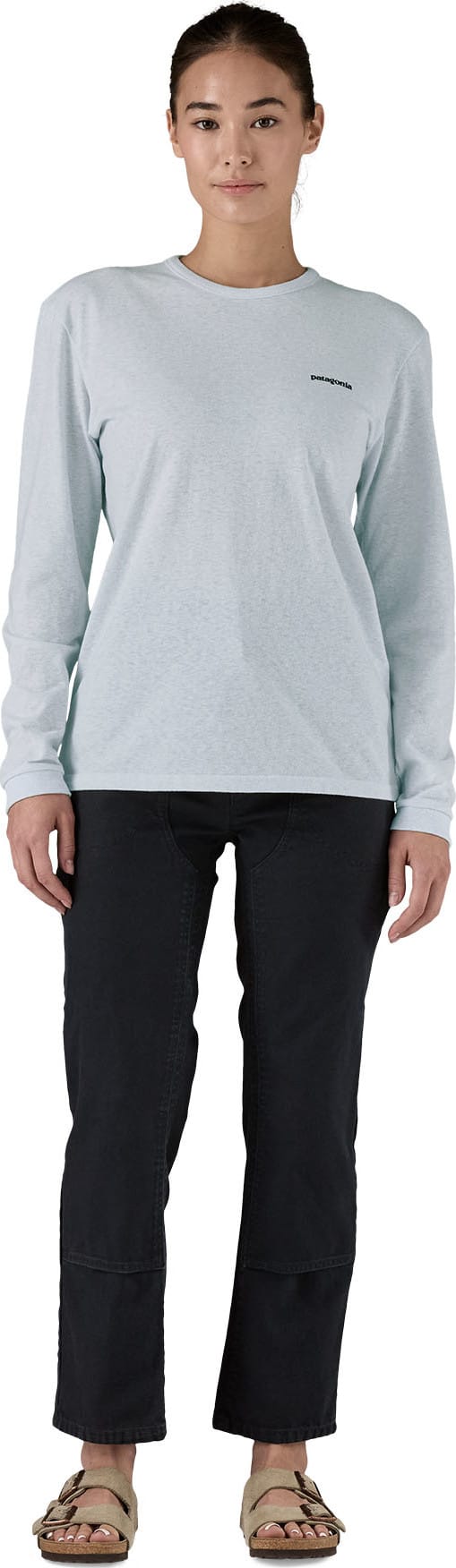Patagonia Women's Long-Sleeved P-6 Logo Responsibili-Tee White Patagonia