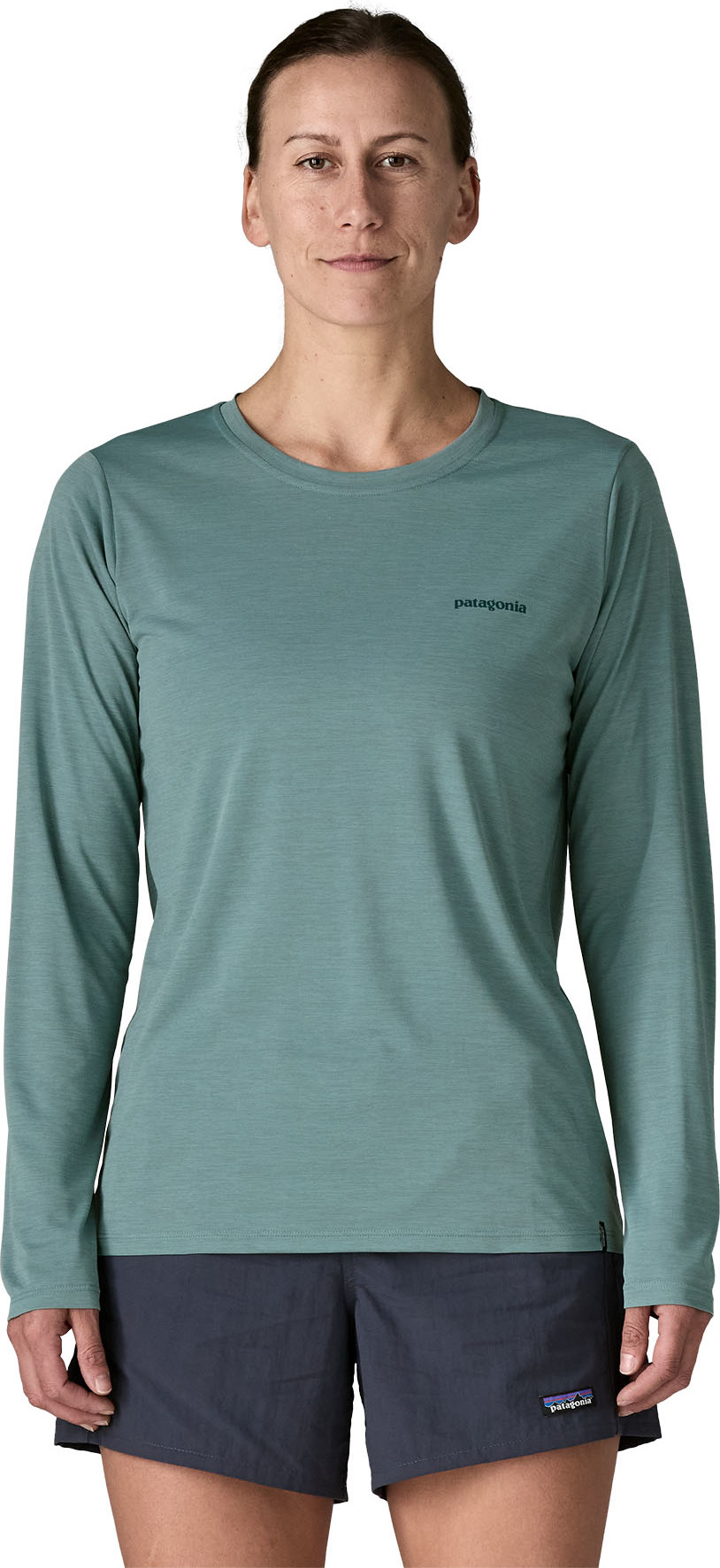 Patagonia Women's Long Sleeved Capilene Cool Daily Shirt Boardshort Logo