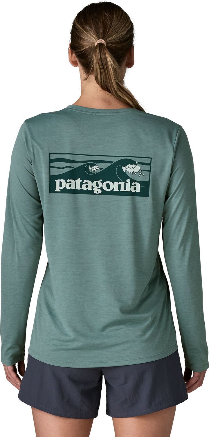 Patagonia Women's Long Sleeved Capilene Cool Daily Shirt Boardshort Logo Blue Sage - Light Blue Sage X-dye Patagonia