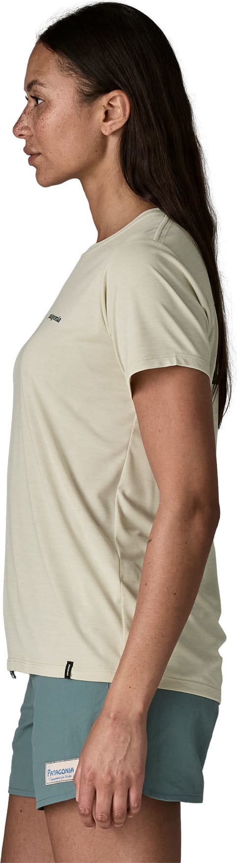 Patagonia Women's Capilene Cool Daily Shirt Boardshort Logo Dyno White Patagonia