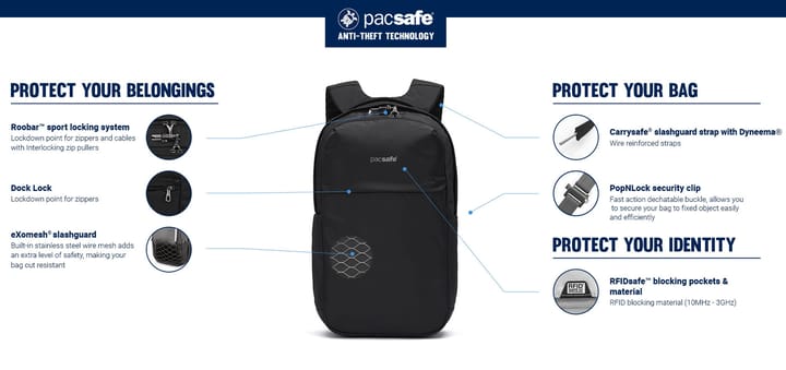 Pacsafe V 20L Anti-Theft City Backpack Black Pacsafe