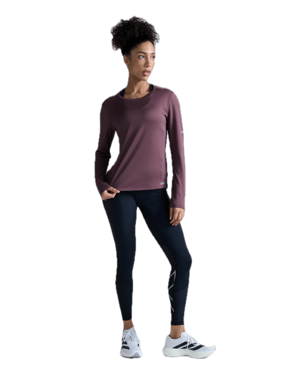 2XU Women'S Aero Mesh Long Sleeve Currant/silver Reflective