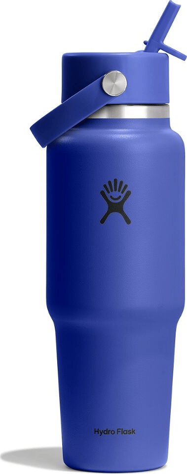 Hydro Flask 946 ml Wide Mouth Travel Bottle with Flex Straw Cap Capri Blue