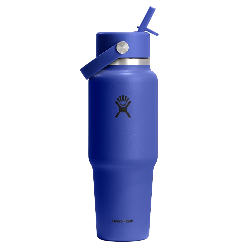 Hydro Flask 946 ml Wide Mouth Travel Bottle with Flex Straw Cap Capri Blue  0.946 L