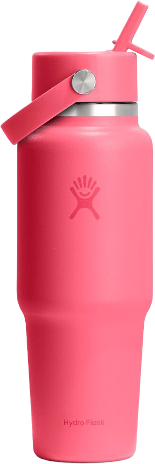 Hydro Flask 946 ml Wide Mouth Travel Bottle with Flex Straw Cap Popstar Pink