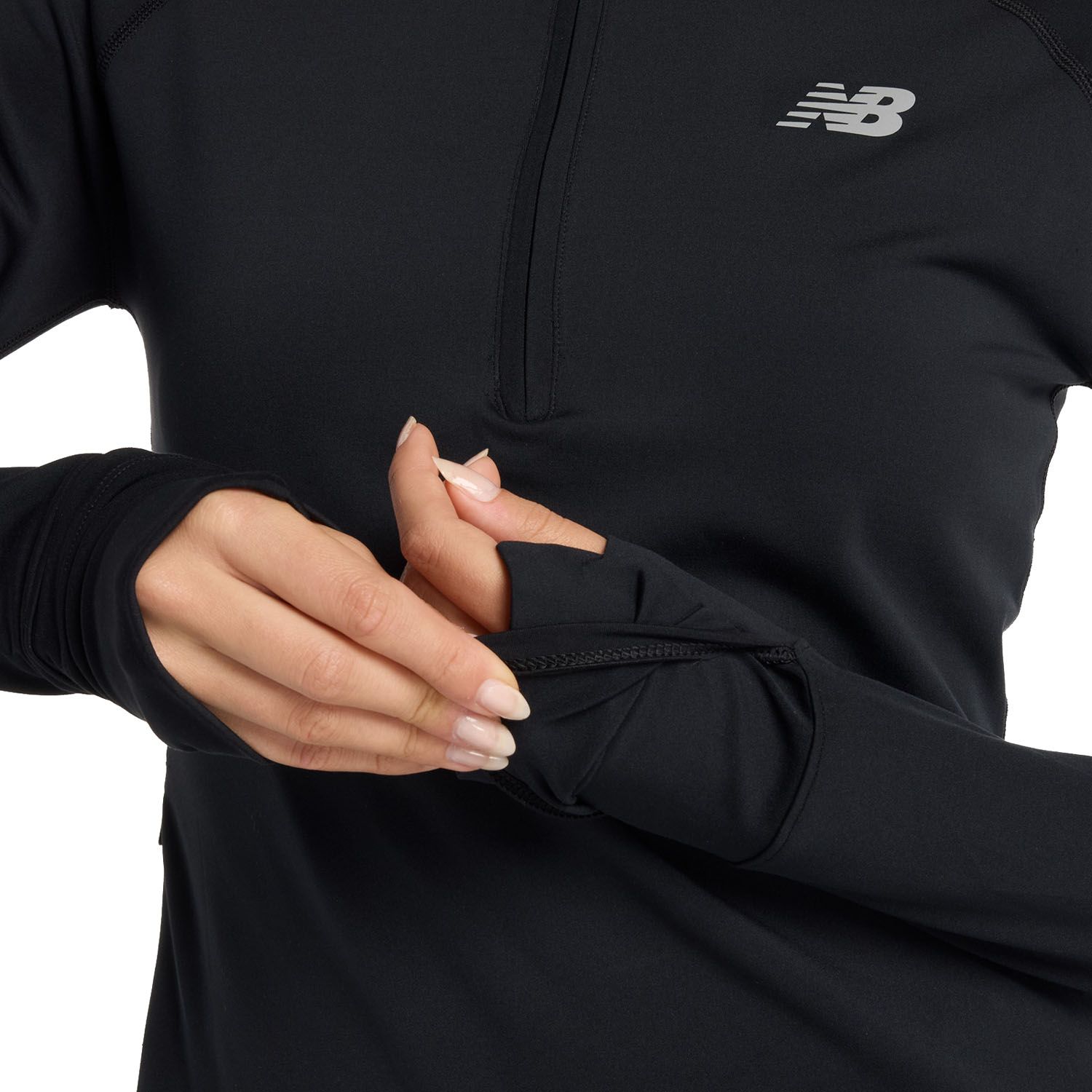 ★New Balance★ WOMEN Soft ribbed collar two-way zip-up SLIM New Balance Women's Harmony Half Zip Black | Buy New Balance